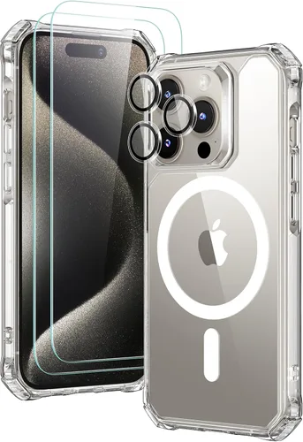 ESR Funda para iPhone 15 Pro Max, compatible con MagSafe, protección de grado militar, esquinas de protección de aire a prueba de golpes, parte