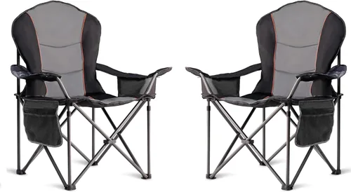 Miniatura 13 de Silla de Camping Sobredimensionada de Alta Resistencia - Silla Plegable Portátil, Portavasos y Estuche para Teléfono Impermeable para Adultos, negro