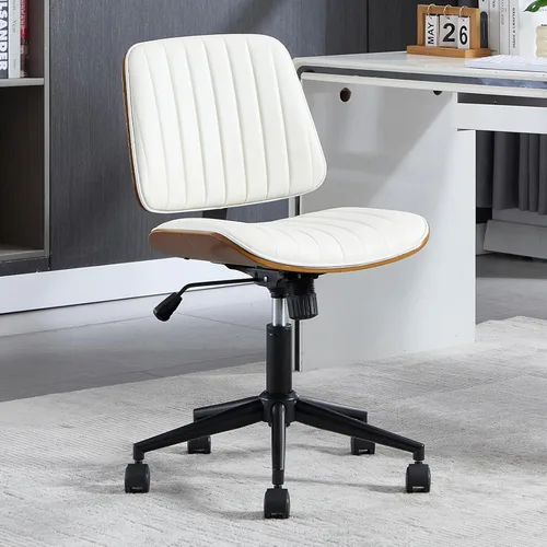 VipDesk Silla pequeña de oficina en casa, silla de escritorio sin brazos con respaldo medio con giro de 360° y ruedas, silla de computadora moderna
