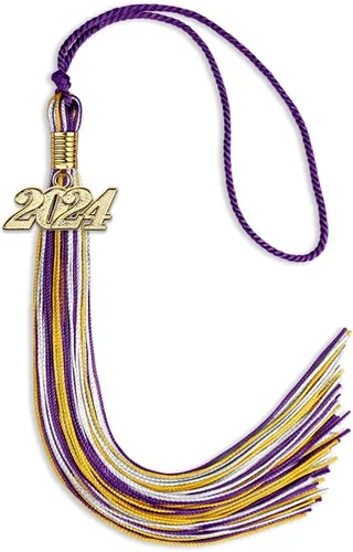 Miniatura 134 de Endea Graduation Borla mixta de triple color con gota de fecha dorada (negro/dorado/blanco, 2021)