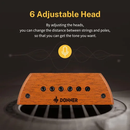 Miniatura 5 de Donner Pastilla de guitarra acústica, pastillas de guitarra, pastilla activa de caoba con micrófono, cabezales ajustables Humbucker
