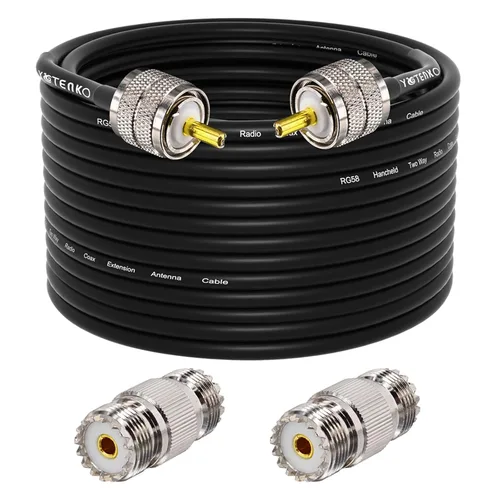 Miniatura 14 de Cable de puente PL259 de 1 pie - Cable coaxial RG58 de 15 pulgadas corto 50 ohmios coaxial para medidor SWR radio de radioaficionado radio CB
