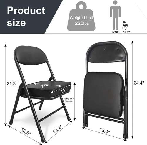 Miniatura 3 de Mini sillas plegables acolchadas, taburete de garaje, silla de camping portátil con cojín, silla de césped ligera, para eventos deportivos al aire