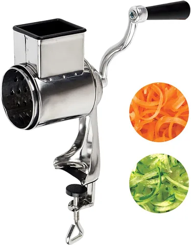 Rallador rotativo de acero inoxidable y rebanador de cebolla Rallador de cebolla Cortador de verduras de mano Cortador de verduras Trituradora de
