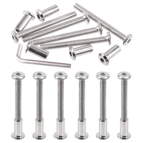 Miniatura 10 de Swpeet Kit Surtido de 25 Piezas de Tornillos de Encuadernación Plateados Chapados en Níquel M6x16mm con Cabeza Hexagonal de Casquillo, Pernos