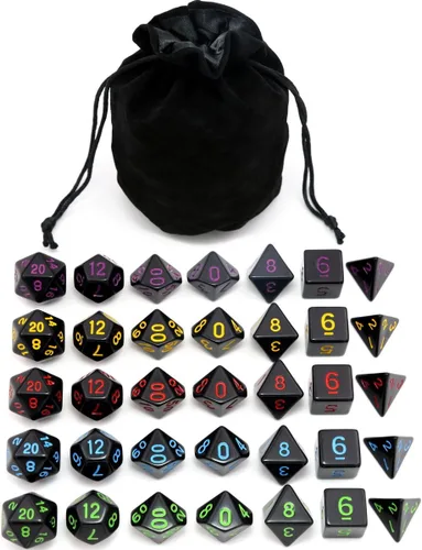 Miniatura 9 de Juego de dados para Dungeons & Dragons, DND, RPG, juego de dados poliédricos, juego de dados surtidos, 35 en total, 5 juegos con bolsa de dados