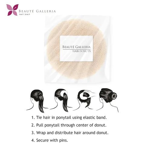 Miniatura 6 de Goma de pelo en forma de donuts para el cabello, M, Beige