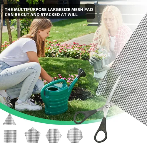 Miniatura 5 de Mozeat Lens 5pcs negro rectangular 11.8* 7.8 pulgadas malla maceta agujero malla almohadilla de malla para plantas de interior y exterior