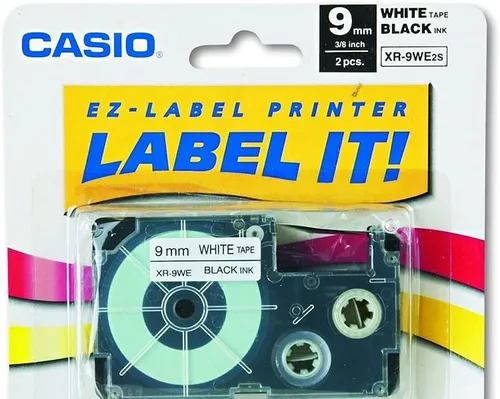 Miniatura 2 de Casio XR-9WE2S Cinta de etiquetado de 0.354 in (negro sobre blanco) paquete de 2