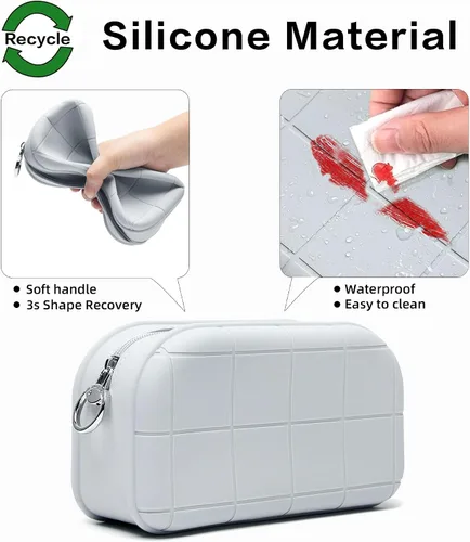 Miniatura 4 de Bolsa de maquillaje de silicona, bolsa de cosméticos de viaje, bolsa de maquillaje, lindo organizador de maquillaje, bolsa versátil con cremallera