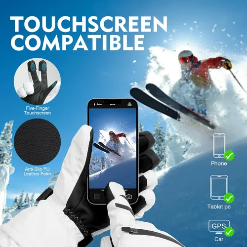 Miniatura 4 de ZENUTA Waterproof Winter Gloves Men, Windproof Snow Ski Gloves, Breathable Warm Thermal Gloves for Women, 5-Finger Touchscreen Gloves for Driving