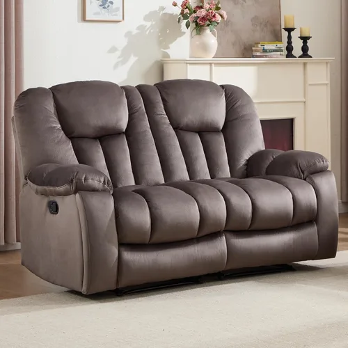 Miniatura 19 de EBELLO Silla reclinable manual con masaje y calor, sillón reclinable de tela suave para adultos con portavasos ocultos, bolsillo lateral, sofá