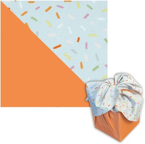 Miniatura 12 de SHIKIWRAP Envoltura de regalo de tela reutilizable – Pequeño 18 pulgadas azul profundo ecológico reversible, envoltura de tela Furoshiki elástica