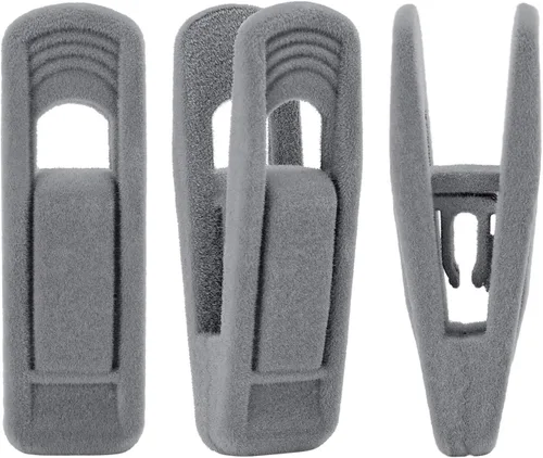 Trgowaul Clips de terciopelo para colgar pantalones, clips de terciopelo, clips de dedo fuertes, perfectos para perchas finas de terciopelo (60 Gris