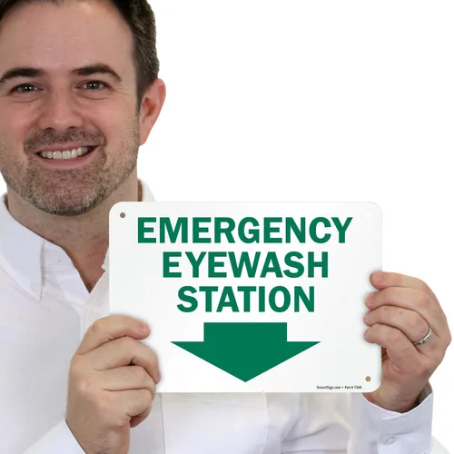 Miniatura 3 de SmartSign - S-1441-PL-10 Letrero "Estación de lavado de ojos de emergencia" con flecha hacia abajo Plástico de 7 x 10 pulgadas de plástico de 10 x