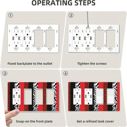 Miniatura 54 de Cubiertas de placa de pared de 3 gang con interruptor de luz de triple palanca, en negro y dorado con esplendor de oro rosa, estampado floral
