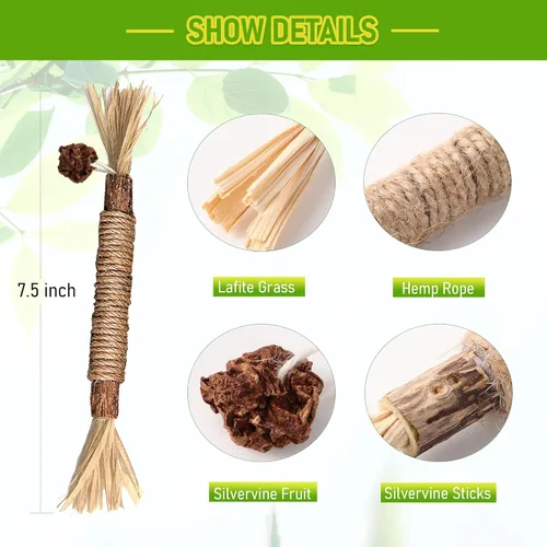 Miniatura 6 de GBSYU Paquete de 3 Juguetes para Gatos Silvervine, Palos de Silvervines Juguetes para Gatos de Interior, Juguetes Masticables para Gatos y Gatitos