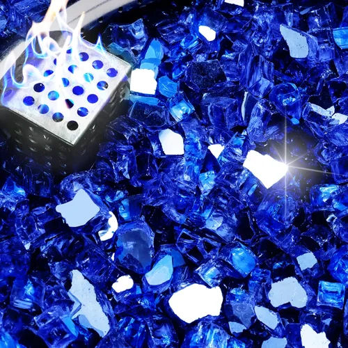 Miniatura 15 de NUPICK Fire Glass - Mezcla mixta Bahama de 20 libras para hoguera y chimenea de gas, roca de vidrio templado de 1/2-3/4 pulgadas en azul y blanco