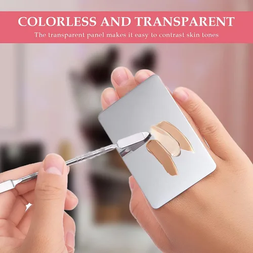 Miniatura 4 de Paleta de mezcla de maquillaje Paleta de base de acero inoxidable con espátula Paleta cosmética profesional para mezclar base, sombra de ojos, uñas