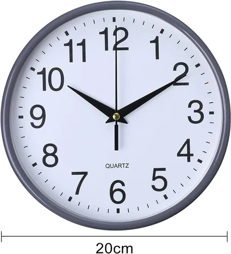 Miniatura 2 de Reloj de pared redondo de moda, estilo simple, de alta precisión, funciona con pilas, fácil de leer, sin tictac, reloj de cuarzo para decoración