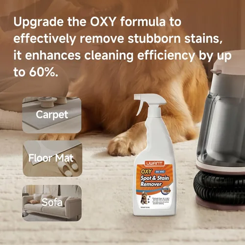 Miniatura 4 de Uwant Máquina limpiadora de alfombras portátil de 22 Kpa para mascotas, máquina limpiadora de tapicería con solución oxy, juego de 1 para manchas