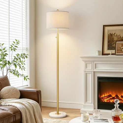 Miniatura 7 de 【Actualizado】Lámparas de pie doradas regulables para sala de estar, bombilla LED de 11 W incluida, lámpara de pie moderna con base de mármol, luz