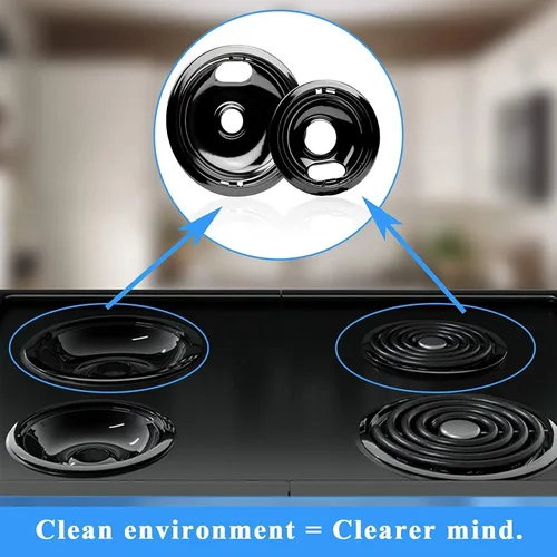 Miniatura 5 de APPLIANCEMATES W10290350 W10290353 - Juego de sartenes de goteo de porcelana para quemador Whirlpool, cuencos de goteo para estufas eléctricas, 4