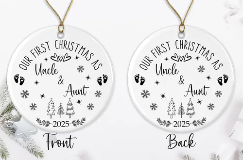 Miniatura 2 de Adorno de nuestra primera Navidad como tía y tío, recuerdo de Navidad para pareja 2024, regalos de tía y tío, adorno de regalo de boda para pareja