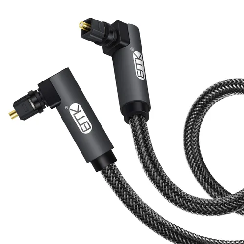 Miniatura 11 de EMK Cable óptico Toslink de 90 grados con enchufe giratorio de 360 grados, cable de fibra óptica S/PDIF Toslink macho a macho para cine en casa