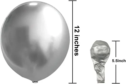 Miniatura 2 de KBZVNAF Globos de látex cromados metálicos plateados, paquete de 50 globos redondos de helio de 12 pulgadas para cumpleaños, boda, graduación, baby
