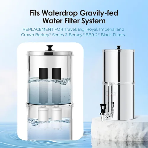 Miniatura 6 de Filtro de agua de gotas de agua, compatible con filtros negros y filtros de fluoruro – Incluye 2 filtros negros y 2 filtros de fluoruro