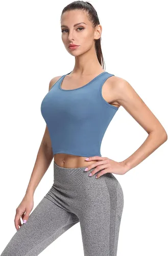 Miniatura 3 de Femdouce Camisetas sin mangas para mujer, camisetas sin mangas para entrenamiento, espalda cruzada, deportivas, camisetas básicas para correr
