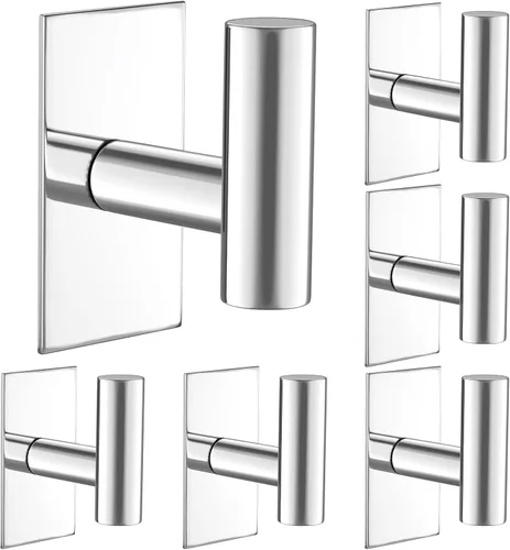 Miniatura 12 de VAEHOLD - Ganchos adhesivos de pared para toallas, resistentes, impermeables, de plata, para colgar abrigos, ropa, gancho de pared para armario