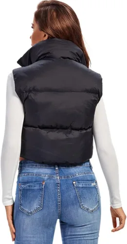 Miniatura 5 de Fuinloth Chaleco acolchado para mujer, cuello alto y ligero, con cremallera