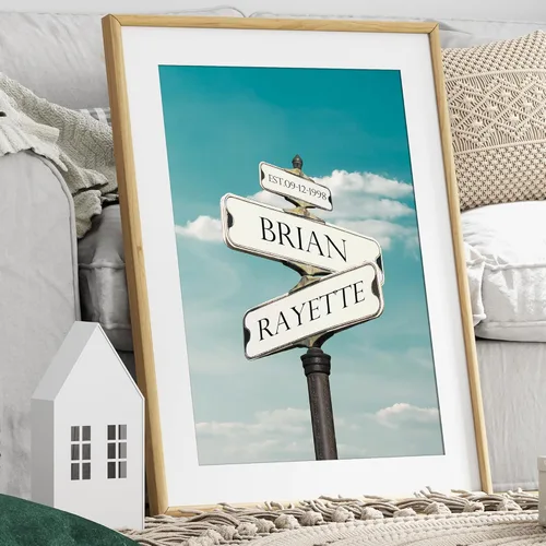 Miniatura 146 de Arte enmarcado de vacaciones con nombres de pareja en sillas de cubierta, regalo de amor perfecto para aniversario, boda. Con diferentes estilos