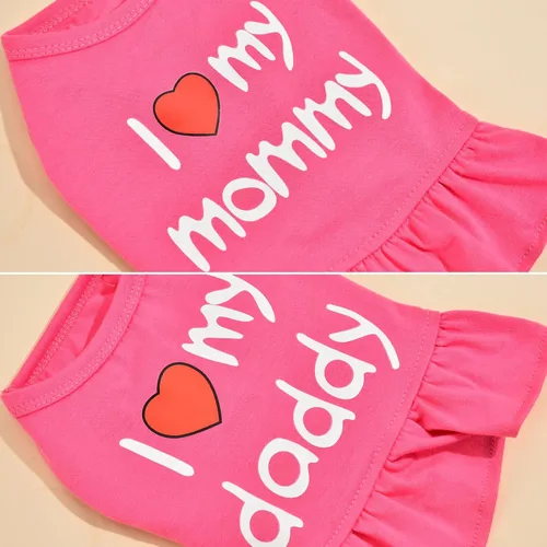 Miniatura 6 de Vestidos para perros medianos y niñas, paquete de 2 unidades, ropa rosa para niña pequeña, verano I Love My Mommy Daddy para cachorros, camisa