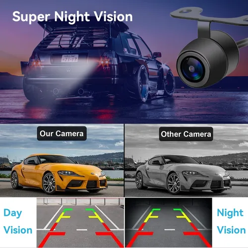 Miniatura 2 de Cámara de respaldo con monitor de 5 pulgadas Fácil instalación: Plug-Play Líneas de guía DIY Visión nocturna clara HD 1080P Cámara de visión trasera