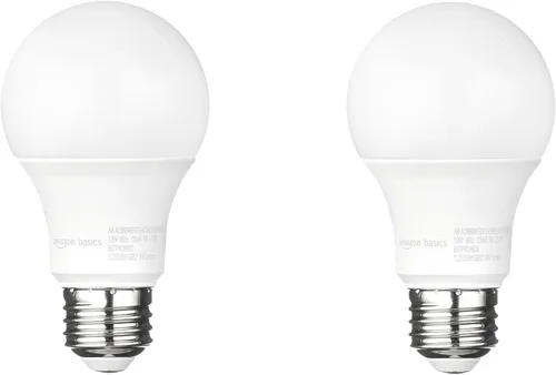 Bombilla LED A19 de Amazon Basics con sensor de atardecer a amanecer, equivalente a 60 vatios, 9W de eficiencia energética, base estándar E26, luz
