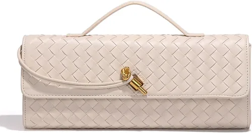 JYG Bolso tejido para mujer, bolso de hombro de noche de moda de piel sintética, hecho a mano, bolso de mano casual, bolso cruzado 2024