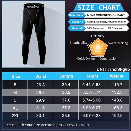 Miniatura 7 de Tesuwel Paquete de 1 o 2 pantalones de compresión para hombre, para baloncesto, atletismo, entrenamiento, correr, leggings deportivos para gimnasio
