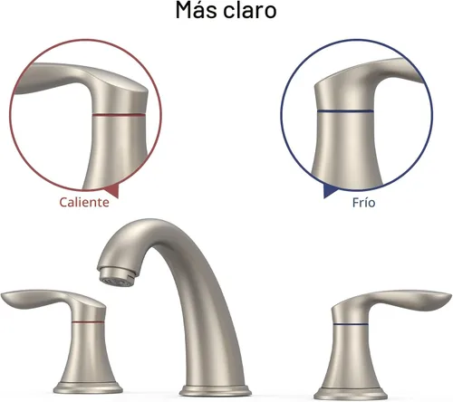Miniatura 4 de Grifo de lavabo de baño, grifo para lavabo de baño, grifo de baño de níquel cepillado extendido de 3 orificios con desagüe emergente de acero