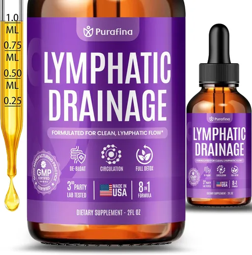 Gotas de drenaje linfático orgánico con cuchillas, raíz roja, bardana, jengibre, diente de león, guanábana, aceite de semilla negra, desintoxicación