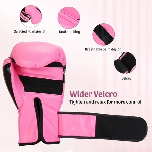 Miniatura 3 de Guantes de entrenamiento de boxeo Guantes para saco de boxeo para mujeres y adultos, Guantes profesionales a prueba de golpes para entrenamiento
