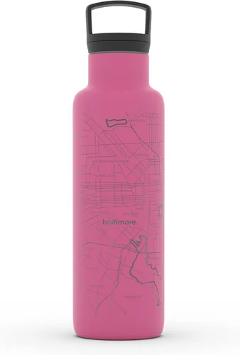 Miniatura 119 de Well Told Botella de agua aislada con mapa de Washington DC grabado, botella de acero inoxidable grabada (21 onzas, blanco) botella aislada de mapa