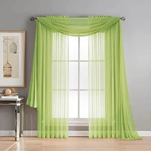 Miniatura 7 de Set de 3 piezas de cortina de gasa (2 piezas de 58" x 84") y cenefa de ventana (1 pieza de 37" x 216") (Negro)