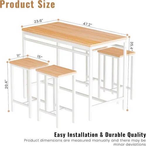 Miniatura 2 de DKLGG Juego de mesa de comedor para 4 mesas de cocina y sillas para 4, mesa de cocina pequeña con 4 taburetes, juego de mesa de comedor de madera