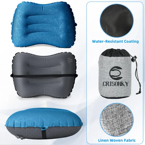 Miniatura 5 de Almohada de camping Crisonky - Almohada inflable - Almohada de viaje para mochileros y avión, soporte lumbar 2.0, almohada inflable, ultraligera