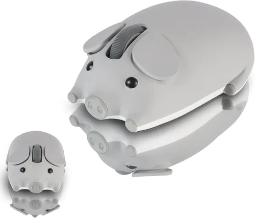 elec Space Ratón inalámbrico con diseño de cerdo lindo modo dual Bluetooth y ratón USB, funcionamiento silencioso, ergonómico, perfecto para