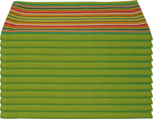 Miniatura 8 de Salsa Stripe - Toallas de cocina de 100 % algodón absorbente natural, gofres, multiusos, color rojo, naranja, verde, azul (28 x 16 pulgadas)