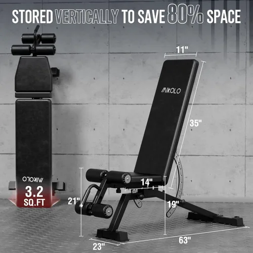 Miniatura 9 de Mikolo Folding Squat Rack, Wall Mounted Power Rack with Cable Crossover Machine & LAT Pull Down, Functional Trainer with 5 Adjustable Function